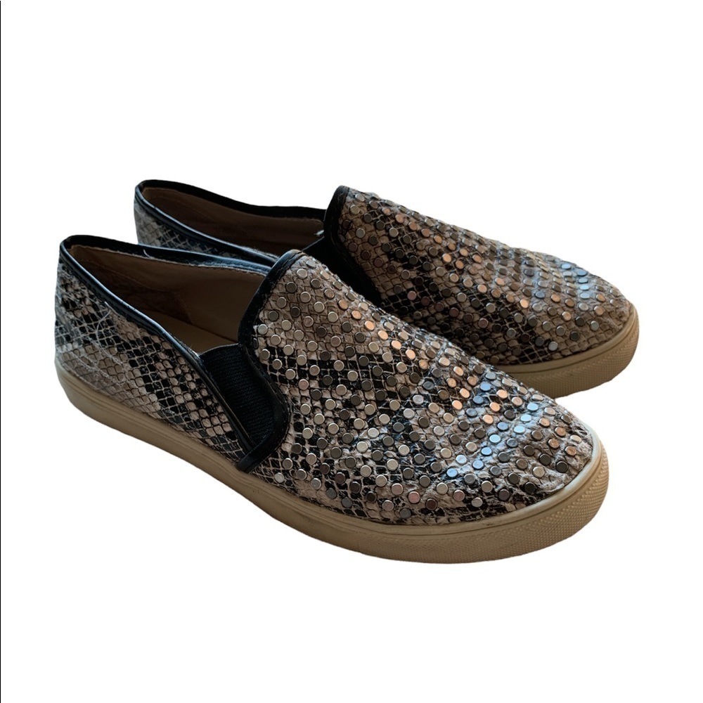Steve Madden EROS natural snakeskin with studs slip on sneakers
